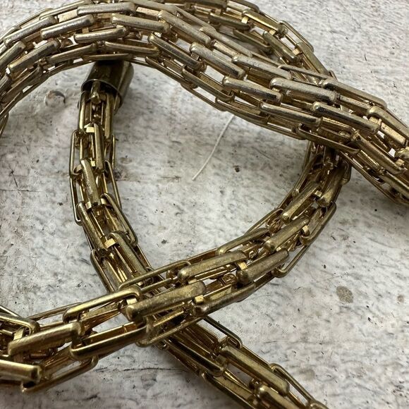 Vintage Antique Look Gold Tone Chunky Accordion Link Chain Necklace - Picture 6 of 8